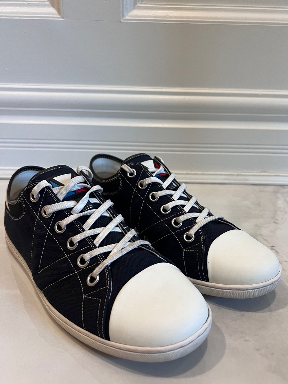 Louis Vuitton canvas navy sneakers 8US